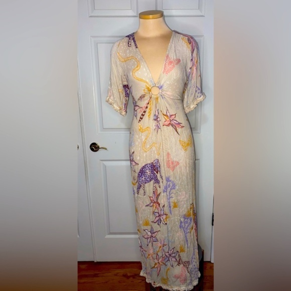 Z&L EUROPE Tan Bohemian Safari Maxi Dress | Sexy Summer | Made With Love Size M